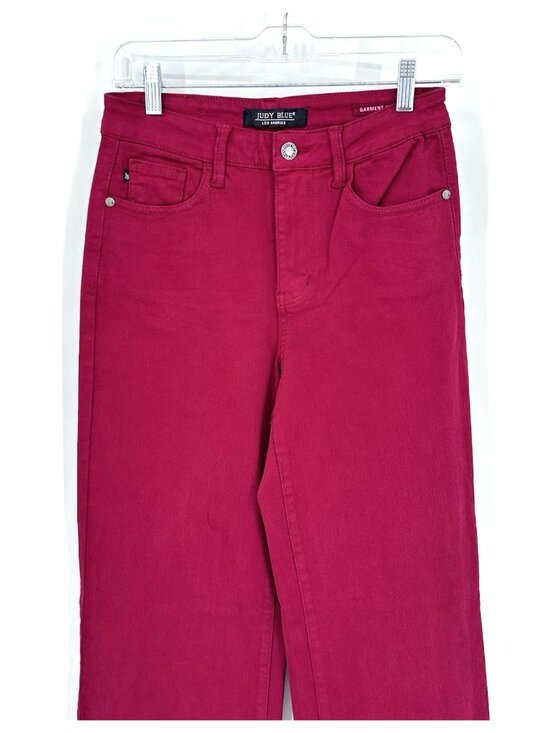 Judy Blue Heart Shaped High Rise Red Straight Leg jeans 3 26 garment dyed denim - Picture 4 of 10